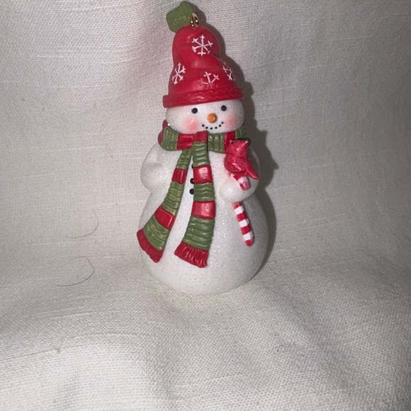 Hallmark Other - Hallmark vintage Festive Snowman Ornament with Red and Green